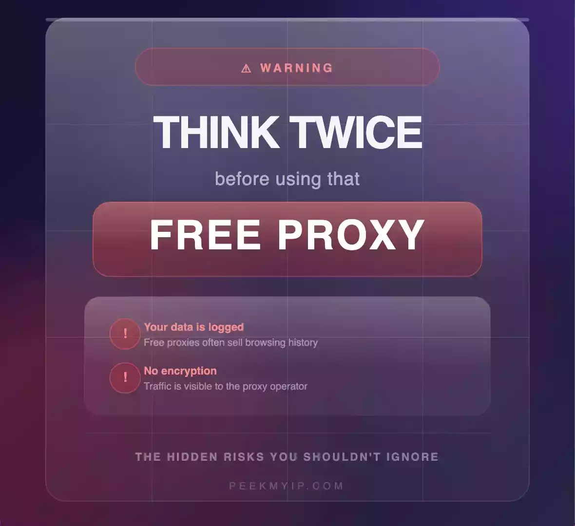 Illustration of risks of using a free proxy, like data theft and malware